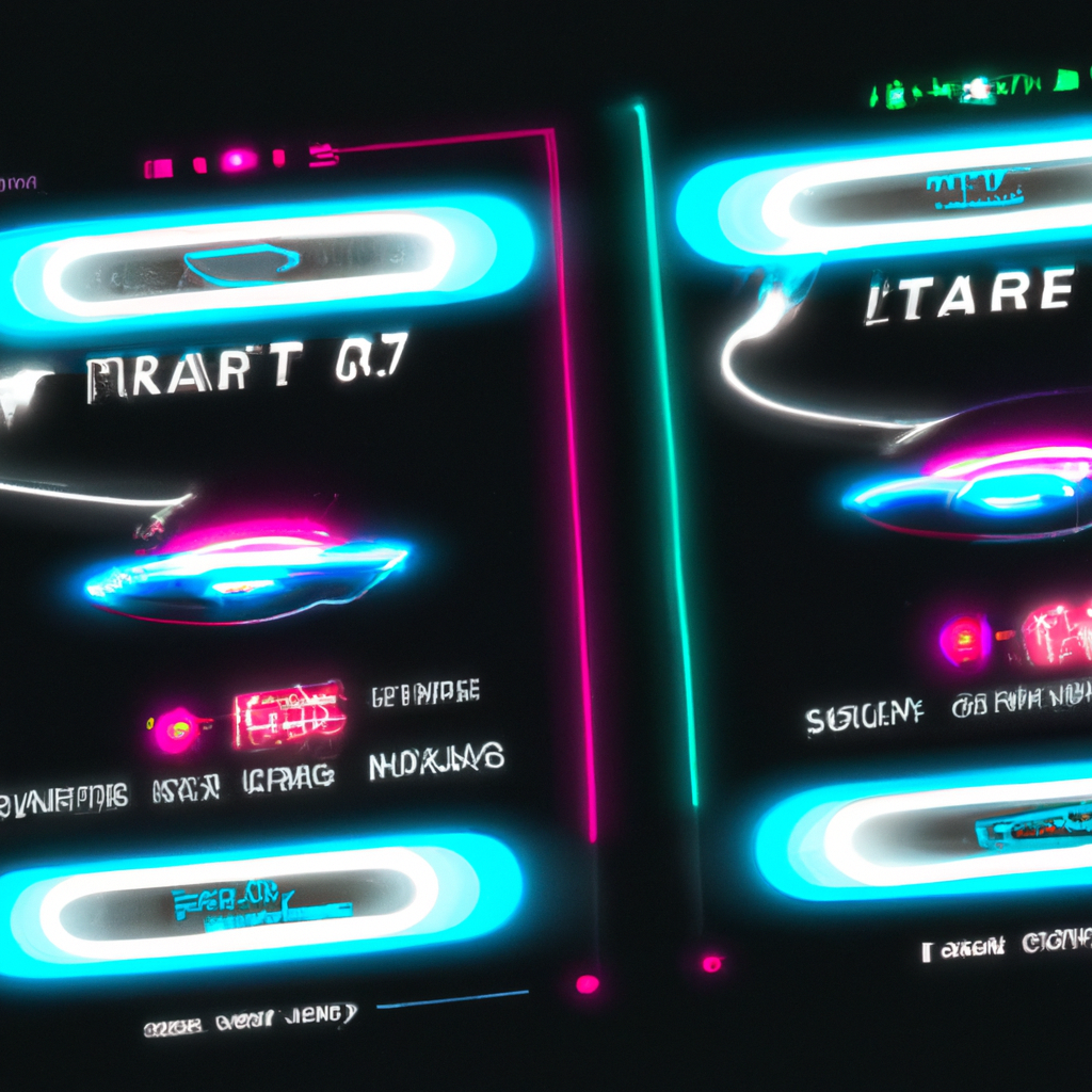 Neon arena gameplay screenshot with HUD badges